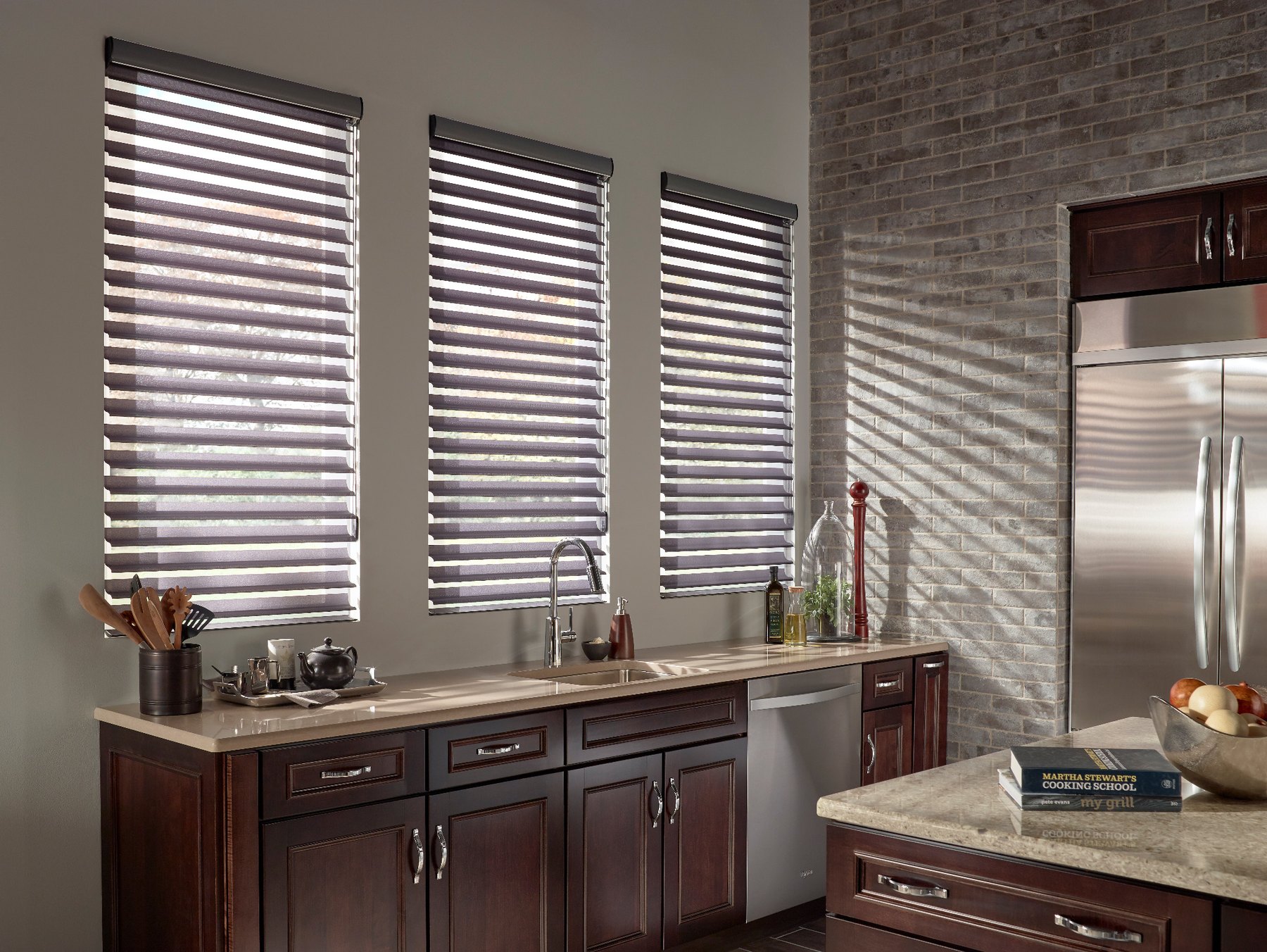 Sheer blinds in a kitchen setting