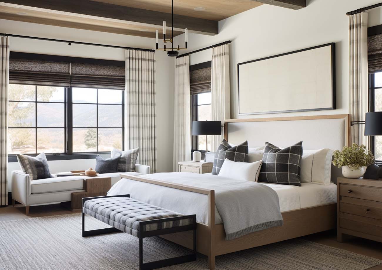 Cream drapery in a modern living room